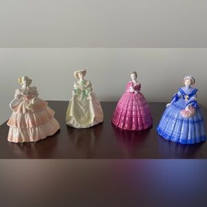 Coalport Southern Belle  ladies figurines 4" high x 4 minuettes